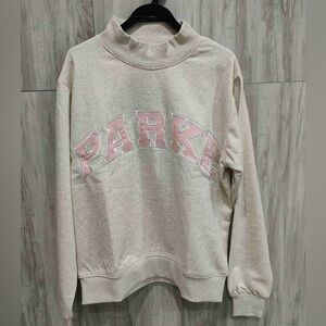 PARKE High Neck Embroidered Logo Sweatshirt | Light Grey Pink